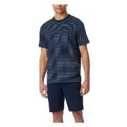 Schiesser Casual Essentials Short Sleeve Pyjama Dunkelblau Baumwolle S...