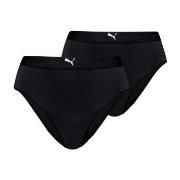 Puma 2P Women High Waist Brazilian Briefs Schwarz Polyamid Small Damen