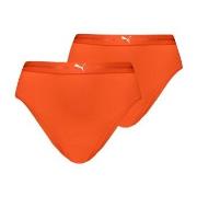 Puma 2P Women High Waist Brazilian Briefs Orange Polyamid Small Damen