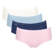Sloggi 4P Basic Plus Midi Color Weiß/Rosa Baumwolle 38 Damen
