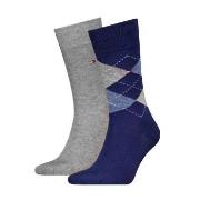 Tommy Hilfiger 2P Men Sock Check Blau/Grau Gr 39/42 Herren