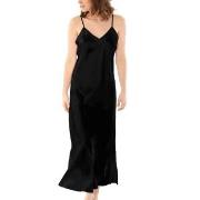 Damella Long Silk Nightdress Schwarz Seide Small Damen