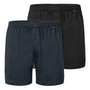 Schiesser 2P Long Boxershorts Schwarz/Blau Baumwolle Small Herren