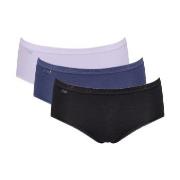 Sloggi 3P Basic Plus Midi Colored Schwarz/Blau Baumwolle 38 Damen