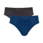 Sloggi 2P SLG Base Midi Briefs Schwarz/Blau Baumwolle Small Herren