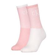 Calvin Klein 2P Glossy Rib Crew Socks Weiß/Rosa Gr 39/42 Damen