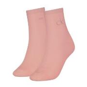 Calvin Klein 2P Shiny Logo Short Socks Rosa Gr 39/42 Damen