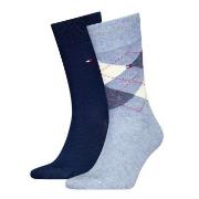 Tommy Hilfiger 2P Men Sock Check Blau/Hellblau Gr 39/42 Herren