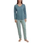 Calida Ornament Nights Long Pyjamas Blau Muster Baumwolle Small Damen