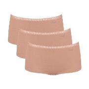 Sloggi 3P GO Crush Hipster Shorts Hellbraun Baumwolle Small Damen