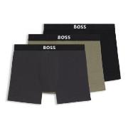 BOSS 3P ONE Boxer Brief Schwarz/Grün Baumwolle Small Herren