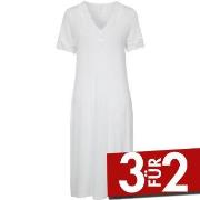 Damella Bamboo Plain Lace Short Sleeve Nightdress Elfenbein Bambus Sma...