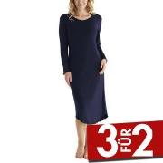 Damella Bamboo Plain Long Sleeve Nightdress Marine Bambus Small Damen
