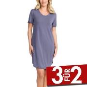 Damella Bamboo Plain Short Sleeve Nightdress Blau Bambus Small Damen