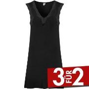 Damella Bamboo With Lace Nightdress Schwarz Bambus Small Damen