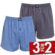 Jockey 2P Woven Boxer Shorts Blau/Grau Baumwolle Small Herren