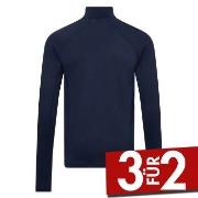 Dovre Wool Zip Single Jersey Marine Wolle Small Herren