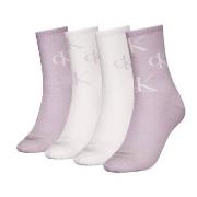 Calvin Klein 4P Women Aop Socks Gift Box Weiß/Lila One Size Damen