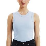 Bread and Boxers Tank Crew Neck Ribbed Himmelblau Ökologische Baumwoll...