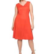 sheego Damen Midi-Kleid ärmelloses Sommerkleid mit dekorativen Teilung...