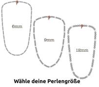 WOOD FELLAS Hals-Schmuck schöne Holz-Kette Deluxe Pearl Necklace Grau/...