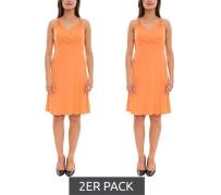 2er Sparpack Laura Scott Mini-Kleid ärmelloses Damen Sommerkleid mit K...