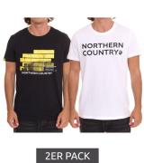 2er Pack NORTHERN COUNTRY Herren T-Shirt mit Frontprint Baumwoll-Shirt...