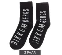 2 Paar BIKKEMBERGS Herren Freizeit-Socken mit Marken Print Baumwoll-St...