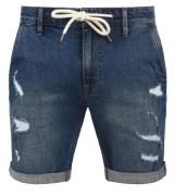 BLEND Dallian Herren Baumwoll-Shorts nachhaltige Destroyed Jeans-Bermu...