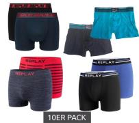 10er Pack REPLAY Herren Retro Boxershorts Baumwoll-Unterwäsche Blau, S...