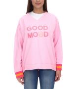 ZWILLINGSHERZ Sweater Dana Damen Pullover mit GOOD MOOD Schriftzug Bau...