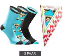 3 Paar TASTIQ Baumwoll-Socken mit Pizza-Print lange Strümpfe in stylis...