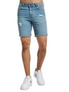 Denim Project Sync Herren Jeans Baumwoll Bermuda-Shorts mit Destroyed-...