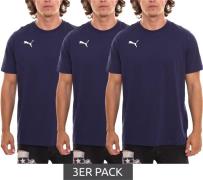 3er Pack Puma TeamGOAL 23 Casual Herren Baumwoll-Shirt mit Logo-Sticke...