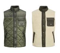 JACK & JONES Sarge Herren Stepp-Weste wendbare Teddy-Weste mit Brustta...