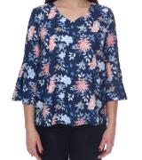 Laura Scott 3/4-Arm Bluse Damen Sommer-Bluse mit Trompetenärmeln 62597...