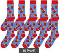 10 Paar ZWILLINGSHERZ Onesize Freizeit-Socken mit Pommes Tüten Strümpf...