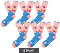 6 Paar Moustard Baumwoll-Socken leichtem Kirschblüten-Muster gemustert...