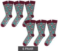 6 Paar Moustard Alien Herren Baumwoll-Socken mit Alien und Ufo Allover...