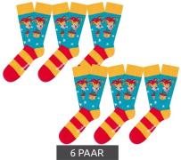 6 Paar Moustard Jack in the Box Baumwoll-Socken Schachtel-Teufel Desig...