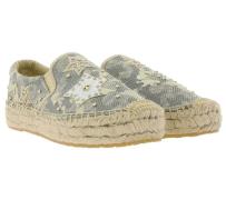 REPLAY Espadrilles bequeme Damen Sommer-Schuhe mit Stern-Muster Grün/G...