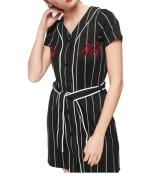 AjC Baseball-Kleid modisches Damen Party-Kleid mit Bindegürtel Schwarz