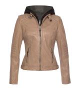 ALPENBLITZ Damen Echtleder-Jacke mit abnehmbarer Kapuze rockige Biker-...