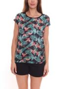 Tamaris Damen Sommer-Shirt Kurzarm-Bluse mit floralem Design Sommer-Ob...