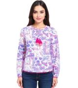 ZWILLINGSHERZ Baumwoll-Bluse Damen Sommer-Bluse mit Allover-Paisley-Mu...