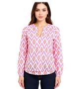 ZWILLINGSHERZ Damen Sommer-Bluse mit auffälligen-Muster Baumwoll Langa...