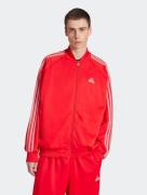 lässige adidas Herren Jacke Reißverschluss Rippbündchen Rot
